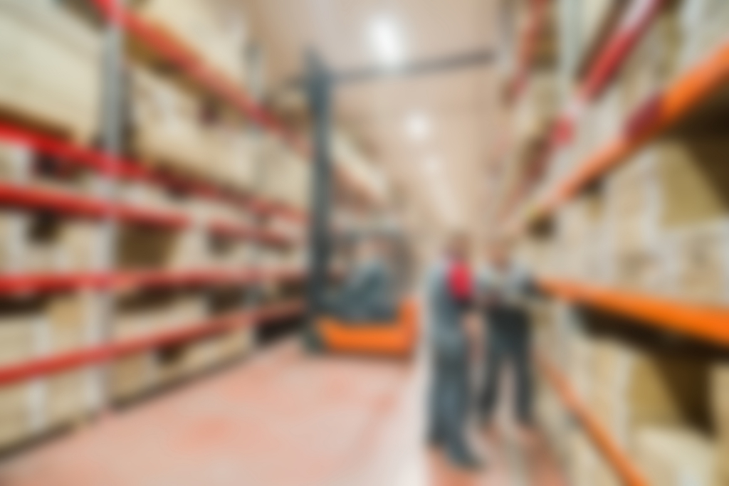 Large modern warehouse theme creative abstract blur background with bokeh effect