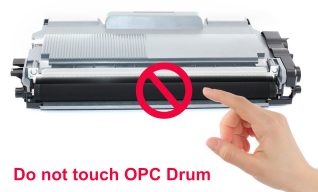 Do not touch opc drum Do not touch OPC drum on toner cartridge